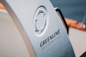 Zoom on the yacht's manufacturer logo - Greenline Yachts